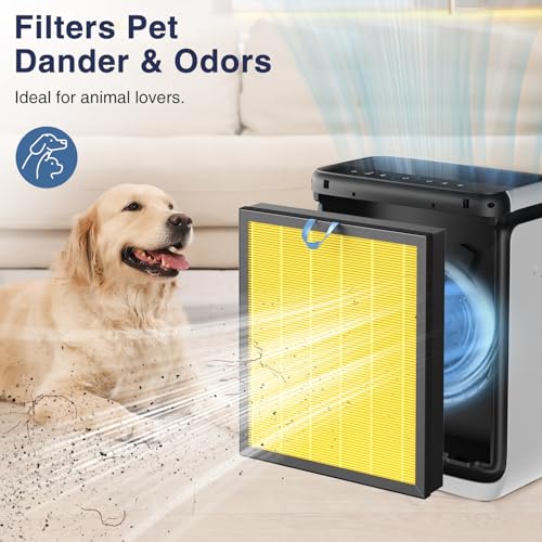 2 Pack Vital 200S Pet Care Replacement Filter for LEVOIT Vital 200S and Vital 200S-P Air Purifier, 3-IN-1 HEPA and High-Efficiency Activated Carbon Filter, Vital 200S-RF-PA (LRF-V201-YUS), Yellow