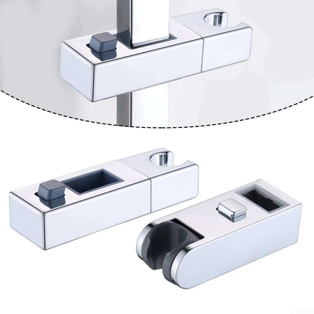 Supporto universale per asta doccia cromato, 30 x 15 mm, 30 x 18 mm, staffa regolabile per asta doccia quadrata (30 x 15 mm)