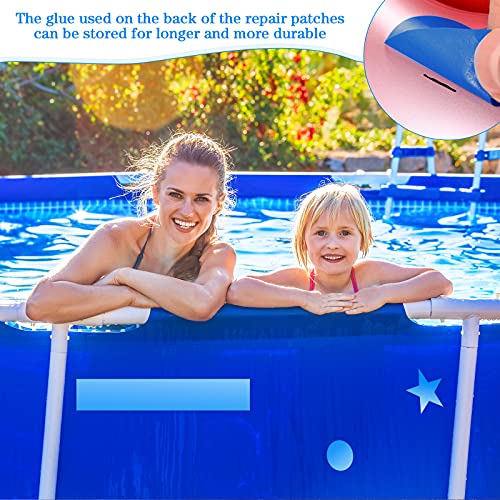4 Pcs 23 X 5 Inch Vinyl Pool Repair Patch Kit Large Self-Adhesive Pvc Pool Patch Repair Kit Cut-To-Size Inflatable Pool Patches With Scissors For Swimming Pools Inflatable Boat Products(Blue) #TOP5