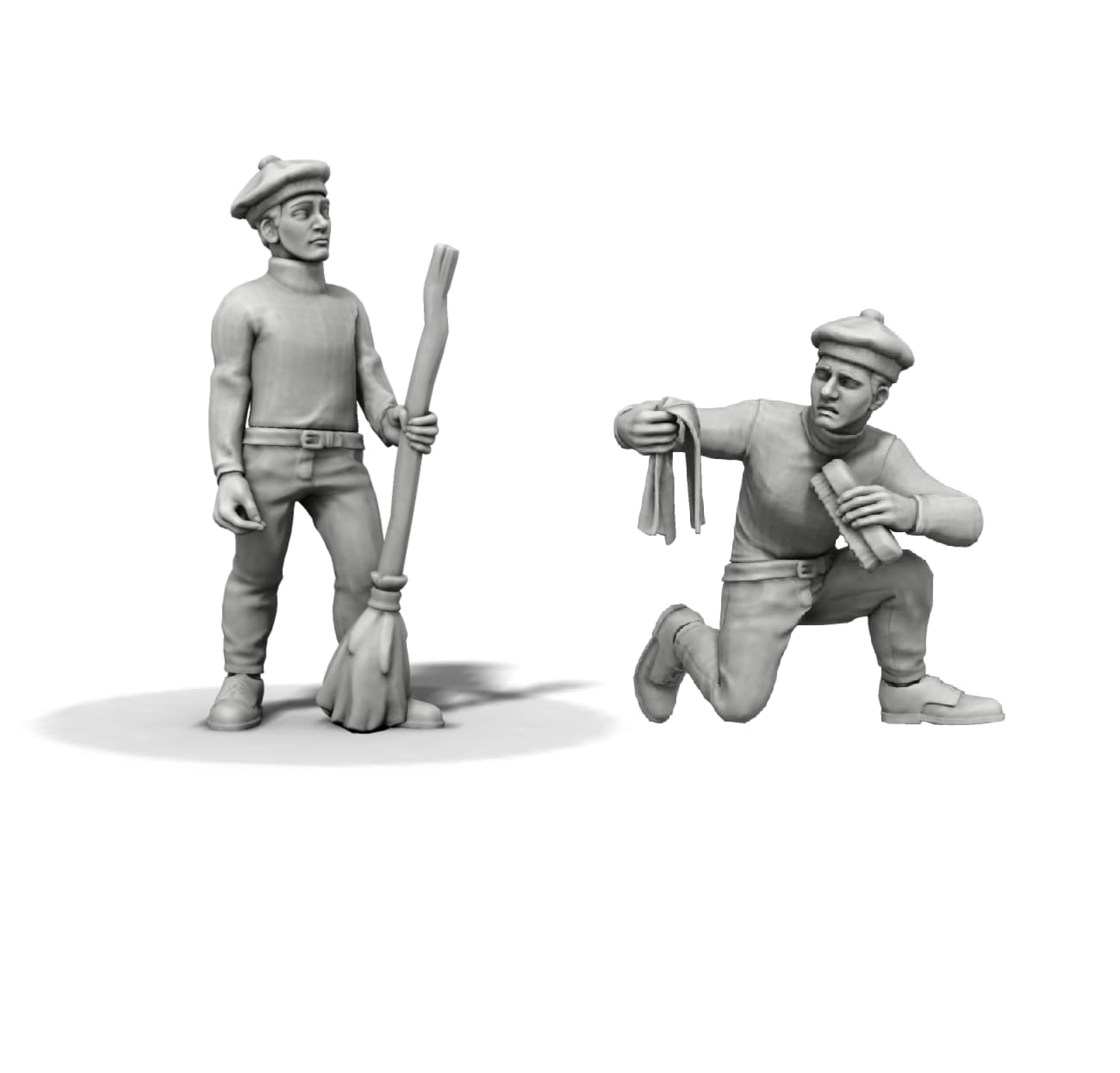 1:24 Sailors x 2 NAVY CLEANING CREW - Resin Sailor Figurines for Model Ships. Highly Detailed 80mm Crew for RC & Static Model Boats  Premium Quality Miniatures for Dioramas & Maritime Displays