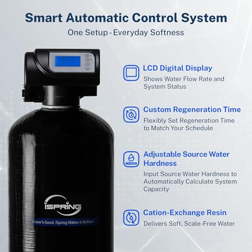 image for iSpring WCSTB45KG Whole House Water Softener System, 45,000 Grains Hig