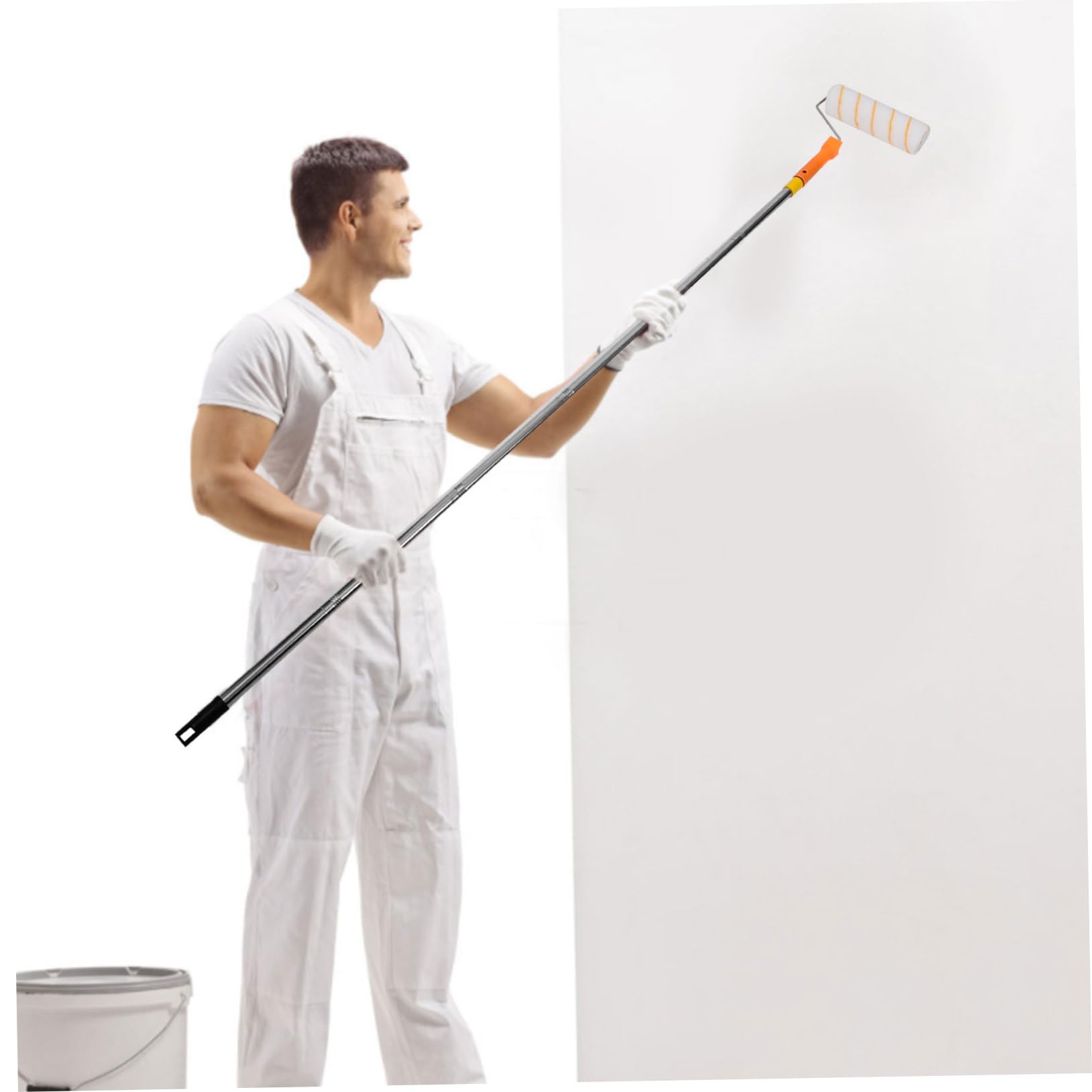 NUOBESTY Rullo per Pitturare Muri con Asta Telescopica, Impugnatura Ergonomica in Plastica e Acciaio Inox, per Pittura Domestica Precisa