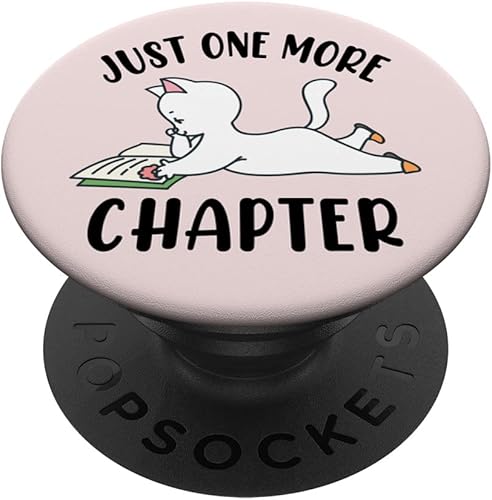 Just One More Chapter Cute Cat Reading Book Lover PopSockets PopGrip intercambiable