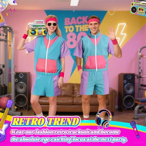 80er Jahre Outfit Damen Herren für Erwachsene Karneval (3XL)