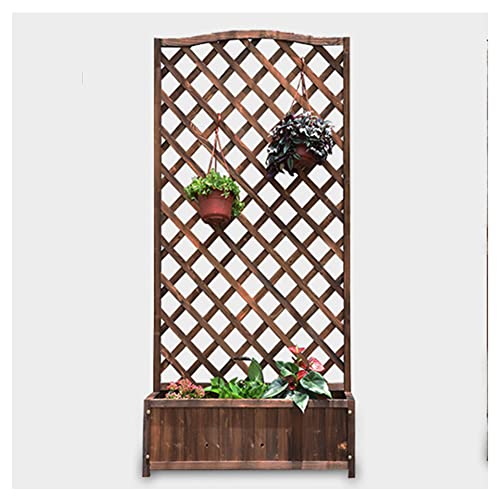 Portafiori Inlegno con Traliccio, Cassetta per Piante per Carichi Pesanti per Piante Rampicanti, per Interni Ed Esterni, Supporto da Giardino per Fioriera A Grata,Natural,75x35x120cm