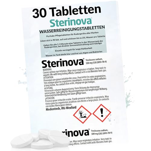 JB White Puritabs Sterinova 30x Wasser Rudergerät Tabletten gegen Algen extra konzentriert Chlortabletten zB geeignet für WaterRower SportPlus Skandika Wasserrudergerät (5 x 6)