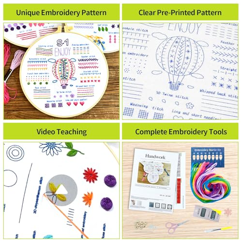 Miniatura 5 de Xiruiubao Kit Bordado Principiantes, Kits Para Bordar Inicio, Embroidery Kit, Punto De Cruz Completo Para Adultos, Bricolaje Manualidades