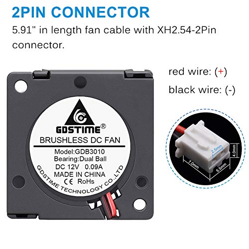 Gdstime 30Mm X 30Mm X 10Mm 12V Mini Brushless Cooling Blower Fan Dual Ball Bearing #TOP3