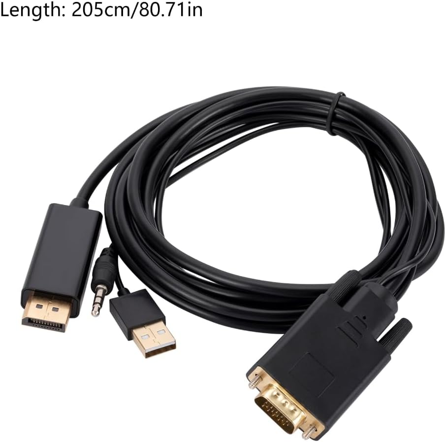 VGA to (DP) Cable 6ft DP Cord with VGA Ports to DP Monitors