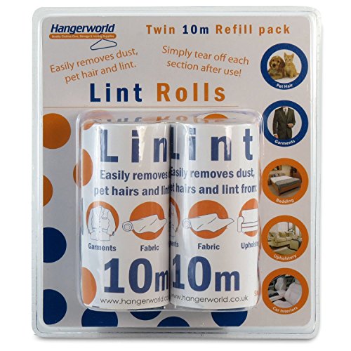 Hangerworld 2 Repuestos de 10m Quitapelusas Adhesivo Quita Pelos de Animales Pelusas y Polvo