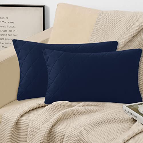 Subrtex Throw Pillow Covers 12X20 Set Of 2, Diamond Solid Decorative Pillowcases Square Lumbar Pillow Cover Cushion Cases For Sofa Couch Farmhouse (12 X 20 Inch, Navy) #TOP24