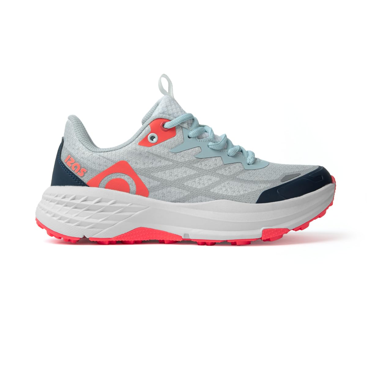 Izas Eagle W Zapatilla de Trail Running de Mujer para Terrenos en Trekking y Senderismo. Exterior de Malla Técnica. Lengüeta Reforzada y Trabilla del Talón Extendida. Gran Adherencia