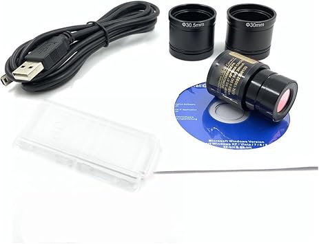 Microscope Accessories Kit 5MP USB 2.0 Digital Eyepiece Camera Biological Stereo Microscope Industrial Camera with Adapter 23.2 30 30.5 MM Microscope Slides