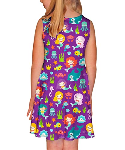 Sleeveless Dress For Girl Summer Ocean World Print Sundress Casual Cute Animal Tshirt Dress 3-4T #TOP2