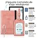 Imagen de Calmatravel Funda Pasaporte Etiqueta Identificador Maleta Kit Viaje Completo con Extractor SIM Portadocumentos Cuero Bloqueo RFID Cartera Pasaporte Accesorios Viaje Ebook Incluido prompts Viajes Rosa