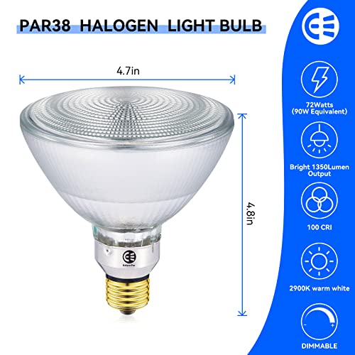 Edisonpar Par38 Eco Halogne Bulb 6 Pack 90W Equivalent, 25 Degree Flood Light Dimmable E26 Base, 2900K 1350Lm Cri100 120V Indoor Outdoor #TOP5