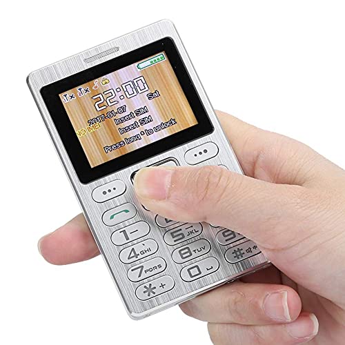 1.77 Hd Color Screen Phone, Mini Card Mobile Phone, Ultrathin Cell Phone With 3.5Mm Headset Port, Bluetooth Dialer Dual Sim, Intelligent Antiloss Fuction(Silver) #TOP29