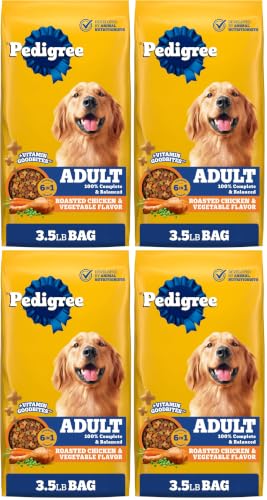 Image of Pedigree Complete Nutrition Adult Dry Dog Food Roasted Chicken, Rice & Vegetable Flavor Dog Kibble, 3.5 lb. Bag (Pack of 4)