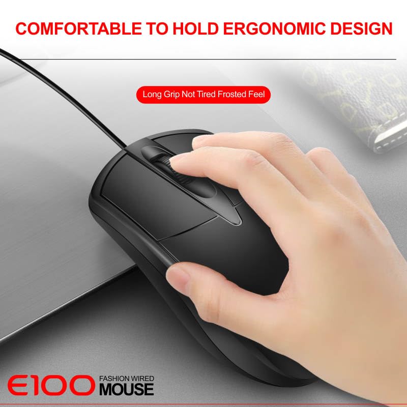 Mouse Gaming Cablato USB 1000 DPI Con Retroilluminazione RGB 7 Colori – Ergonomico, Per PC E Laptop, Nero