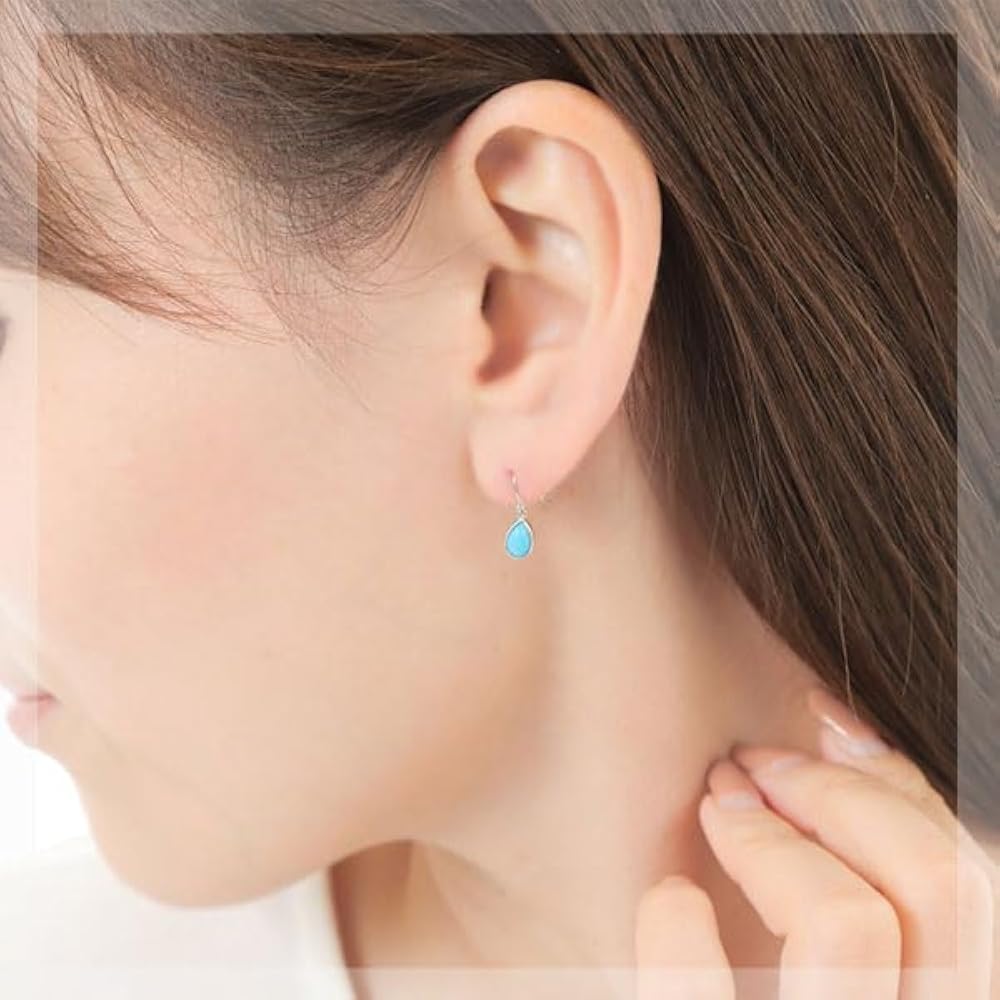 ★新品未使用品★10Kホワイトゴールド　ターコイズピアス Amazon | ターコイズ トルコ石 ホワイト ゴールド K10 10k 10金 雫