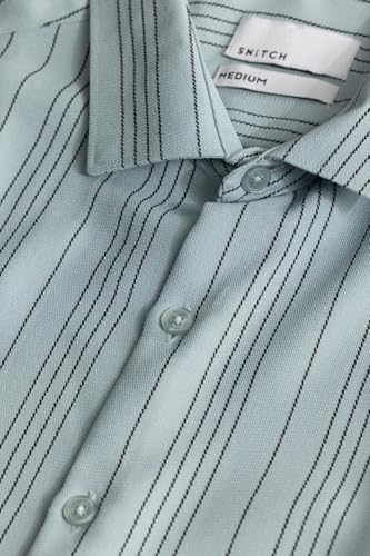 Image of SNITCH Men Casual Shirt | Slim Fit Full Sleeve Spread Collar Vertical Stripe Design | Premium Rayon Blend & Textured Fabric for College & Everyday Wear