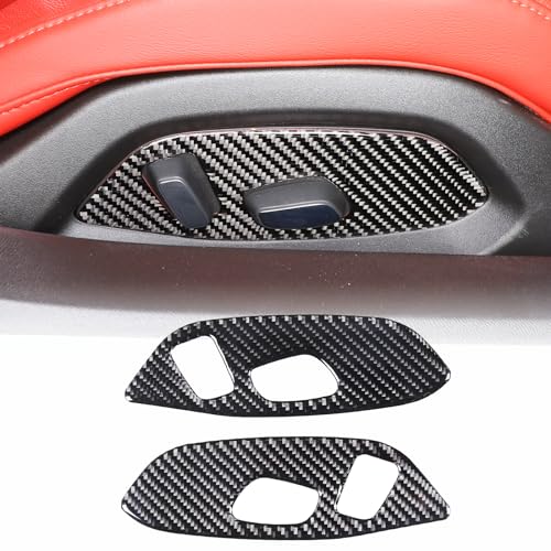 Soft Real Carbon Fiber Car Seat Adjustment Switch Trim Sticker Compatible with Corvette C8 Stingray Z06 Z51 2020 2021 2022 2023 Interior Decoration Accessories (Black)