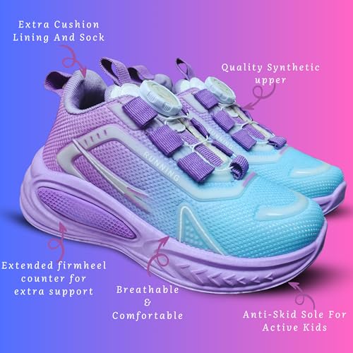 - Kids Running Shoes, Pink and Purple Gradient, Mesh Athletic Sneakers with Boa Lacing System4