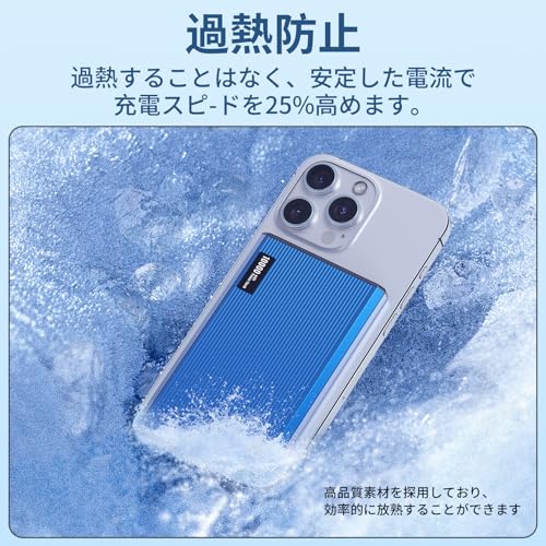 CNakdDGモバイルバッテリー Magsafe 対応モバイルバッテリー 【1.27cmの超薄型 ・10000mAh 】マグセーフ 携帯充電器 PD20W 急速充電ワイヤレス 充電器 Power Bank マグネット式 ワイヤレス充電器 スマホ充電器 大容量 両台同時充電 Phone16/15/14/13/12シリーズ対応 旅行/出張/災害用 PSE認証済み (ブルー)