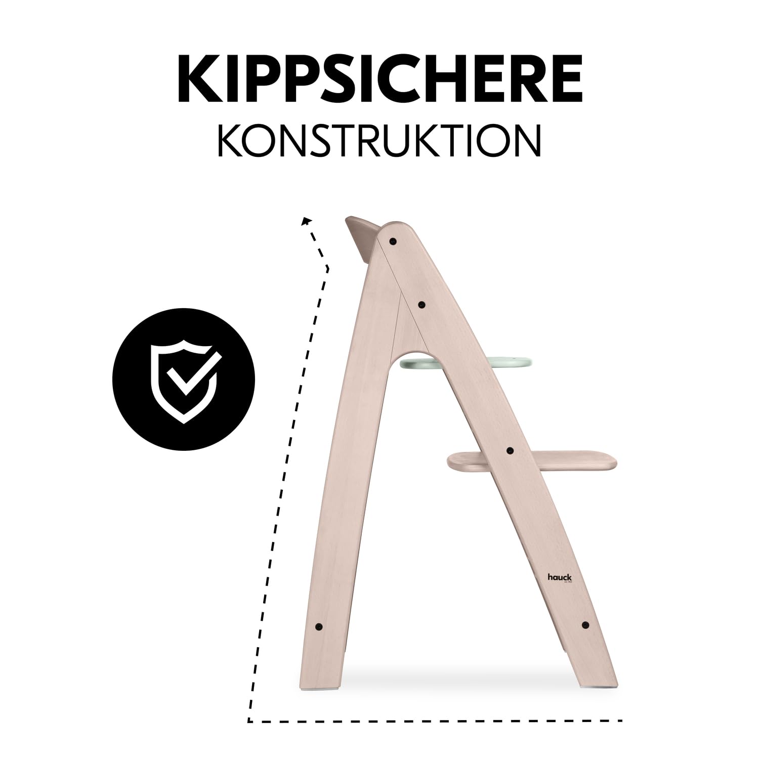 hauck Arketa Holz Hochstuhl Baby mitwachsend bis 130 kg, Whitewashed Mint