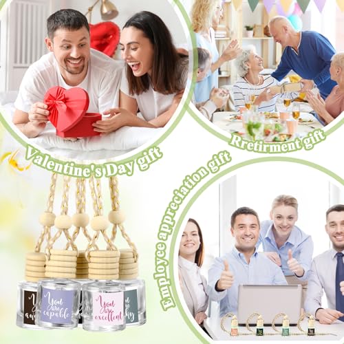 Image of Funnymoom 20 Pcs Inspirational Gifts Bulk Empty Glass Car Air Freshener Diffuser Hanging Employee Appreciation Thank You Gifts for Staff Coworker Office Nurse Teacher Volunteer Hanging Decor