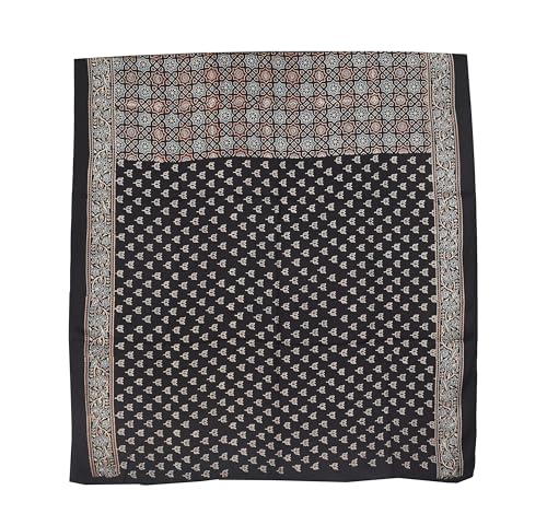Image of Ethnics of Kutch Womenss Ajrakh Modal Silk Natural Dye Hand Block Print Saree with Blouse Piece - 5.5 Mtr Length