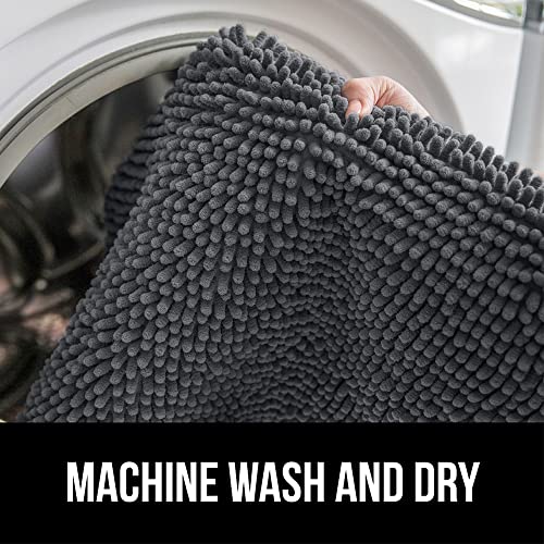 Image of GORILLA GRIP Bath Rug Mat 70x24, Soft Absorbent Chenille, Quick Dry Microfiber Mats, Rubber Backing Washable Shower Floor Rugs, Bathmat Runner, US Designed Bathroom Home Decor Accessories Charcoal