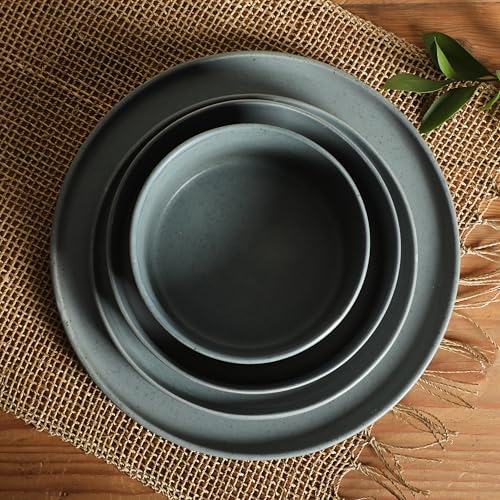 Image of Gibson Elite Tatum Premium Porcelain Matte Reactive Glaze 16-Piece (Service for 4) Plates and Bolws Stackable Dishes Ceramic Dinnerware - Blue