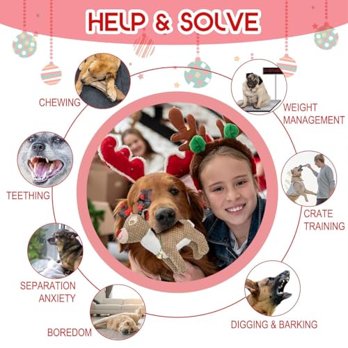 CHAWONER Weihnachtselch Plüsch Haustier Spielzeug - Interaktives Quietschspielzeug für Langeweile Xmas Dog & Puppy Tething Chew Toy, Perfekt für Kleine, Mittlere oder Große Hunde, Geburtstagsgeschenk