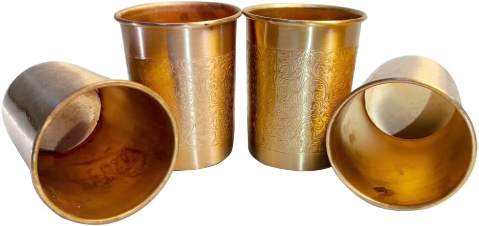Pure Copper Tumblers for Storing and Drinking Water for Ayurvedic Ayurveda Health Benefits | Copper Water Drinking Glass | 350 ml (11.8 fl. oz. (2) - Image 3