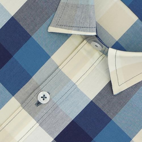 Image of GHPC 100% Cotton Checkered Half Sleeves Regular Fit Formal Shirt for Men