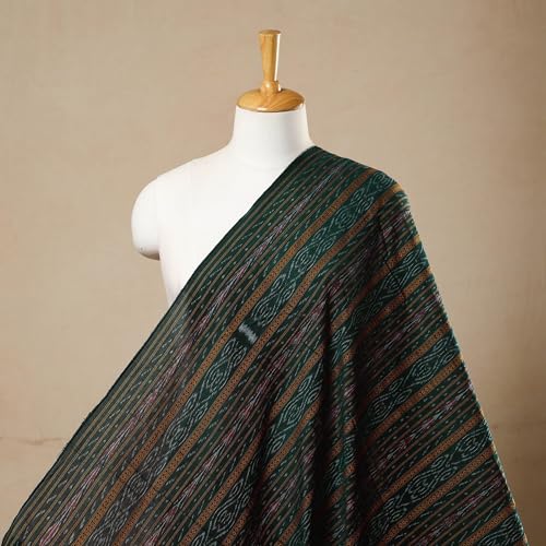 Image of Premium Sambalpuri Ikat Weave Pure Handloom Cotton Shirt Fabric - Authentic Odisha Traditional Tie-Dye Craft, Soft & Breathable Natural Cotton Material for Custom Tailoring, Casual & Formal Wear