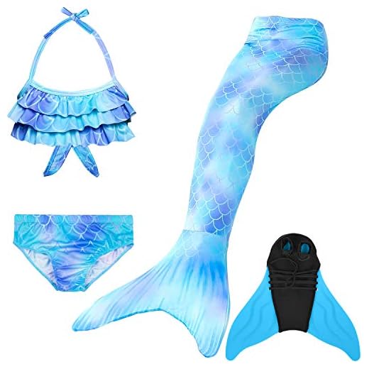 shepretty Sjöjungfrustjärtbaddräkt för tjejer, bikini, fyradelar kostym,A6,110