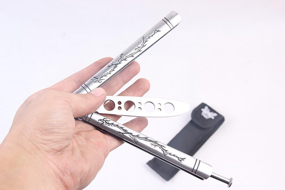 Butterfly Knife Trainer With Dragon Pattern silver