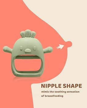 Baby Teething & Rattle Toy Set for Over 3 Months, Food Grade Silicone Teething Mitten and Rattle Teething Toy