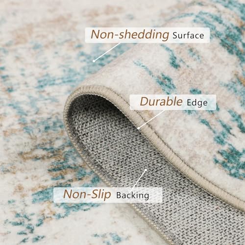 Homcomodar Extra Large Rugs for Living Room 160x230cm Beige Washable Carpet Rugs with Rubber Backing Non Slip Kids Carpet for Bedroom Playroom Nursery Dining Room - Image 4