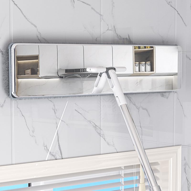 Miniatura 8 de Trapeador plano y cubo para el hogar con recambios adicionales, trapeador y cubo de acero inoxidable con escurridor, fregona manos libres, mopa de