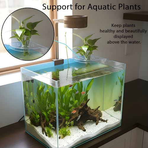 Image of Aquarium Plant Holder for Rimless Fish Tank - 2 Pcs Corner Shelf for Fish Tank Top, Aquatic Plant Planter & Organizer for Aquatic Plants, Decor, and Accessories (White)