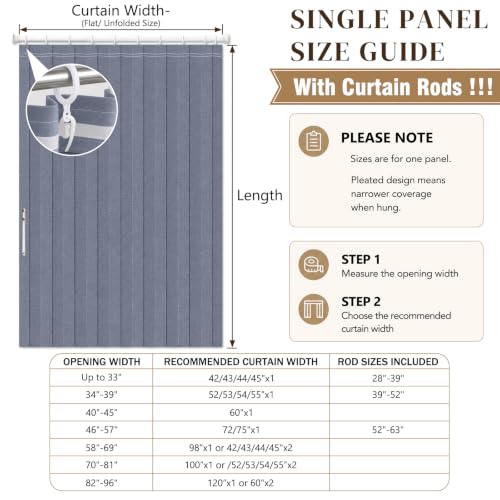Image of AJAZZ Blackout Accordion Door with Curtain Rods 39-52 in Length Closet Door Curtain Invisible Applicable Bedroom Room Living Room Doorway (1 Panel, 52 W x 78 L, Dark Blue)