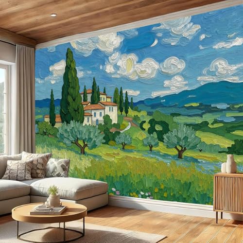 Fresque murale soie paysage de campagne pour décoration murale raffinée - 4
