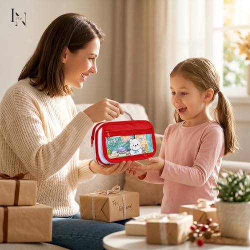Image of Large Capacity Pencil Pouch Aesthetic Pencil Bag 3 Layer 6 Compartment with Zipper Kawaii Cartoon Stationery Organizer for School, College, Office & Travel (Red Multi Compartment Pouch)