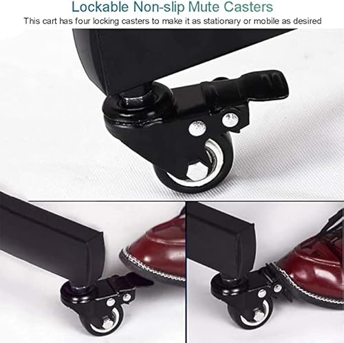 عربة حامل تلفزيون متحركة بعجلات من بيون، ارتفاع قابل للتعديل لشاشات تلفزيون HDR وLCD مقاس 32-65 بوصة، اسود (32-65 بوصة)