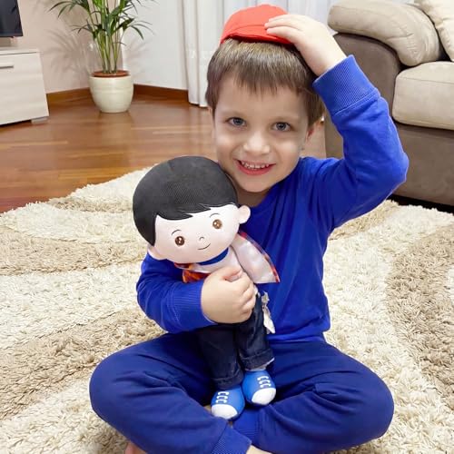 Image of OUOZZZ Soft Plush Baby Boy Doll 12.6 Inch, Red Hat Snuggle Buddy | Perfect Birthday Toy & Gift for 1 Year Old Boys, Cuddly Companion Suitable for Infants & Toddlers