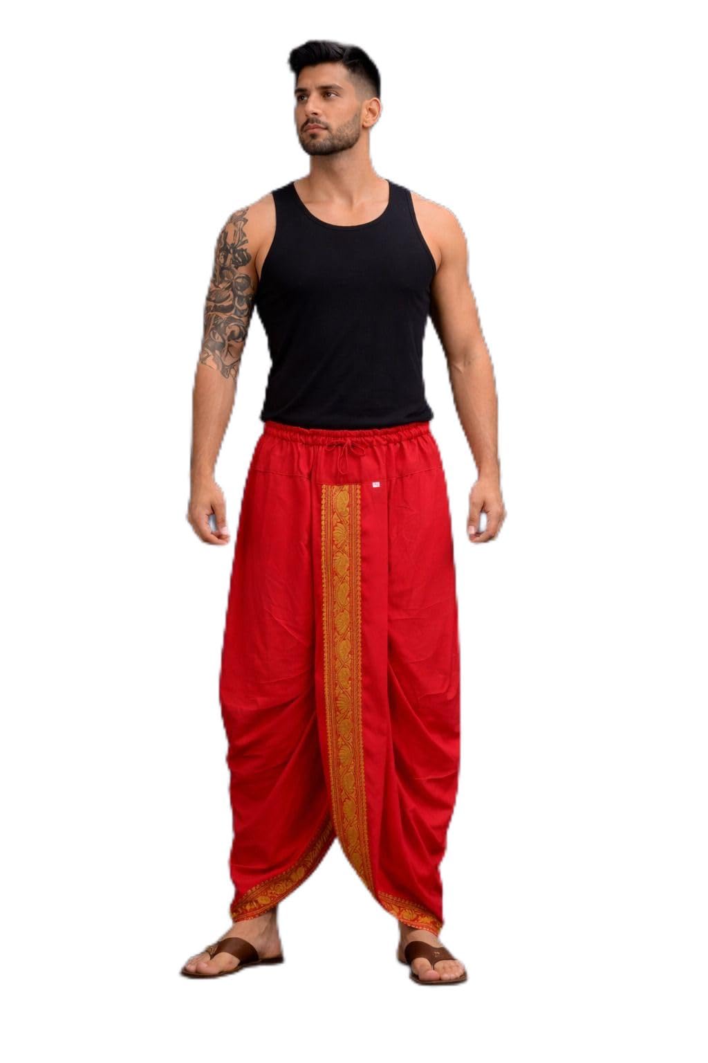 sac shree aparajeet creations Art Silk Readymade Dhoti Wide Zari Border Self Design-picture-27