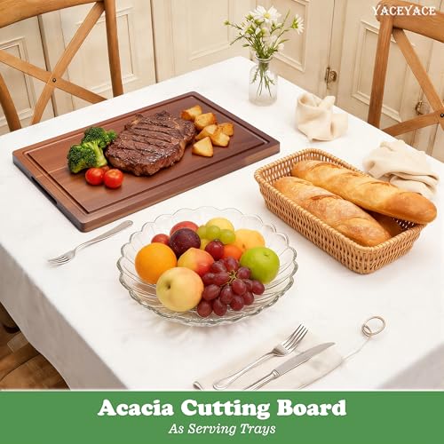 Tabla de Cortar de Madera Acacia 16.5"x12" con Ranura miniatura 6